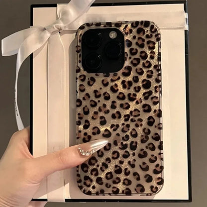 Cute Leopard Print Clear Phone Case For iPhone 16 15 14 13 12 11 Pro Max 16E XS XR X 7 8 Plus SE Shockproof Silicone Soft Cover