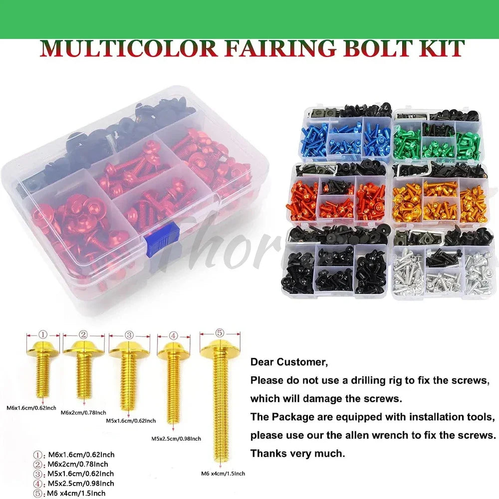 195Pcs Motorcycle Accessories Aluminum Fairing Bolt Screws Kit Nut Clips For Yamaha TMAX500 TMAX530 TMAX560 TMAX 500 530 560