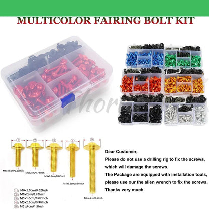 195Pcs Motorcycle Accessories Aluminum Fairing Bolt Screws Kit Nut Clips For Yamaha TMAX500 TMAX530 TMAX560 TMAX 500 530 560