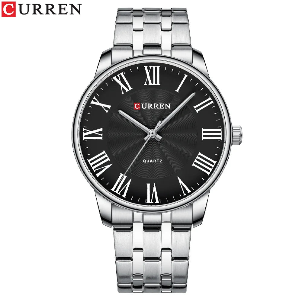 Curren 8422 Men's Minimalist Roman Numeral Quartz Watch, Water-resistant Round Business Wristwatch