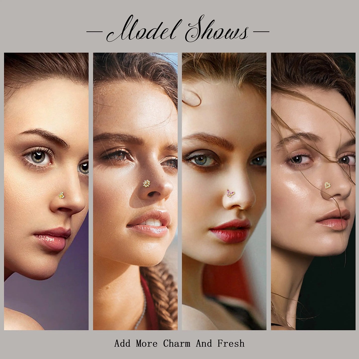 Drperfect Nose Rings Studs for Women Surgical Steel 20G Nose Hoop Corkscrew L Shaped Nose Stud Nose Ring Nose Piercing Jewelry