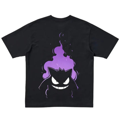 Pokémon Anime Gengar Front and Rear Printed T-shirt Men and Women Summer Y2K Harajuku Loose Casual Versatile Short-sleeved Top