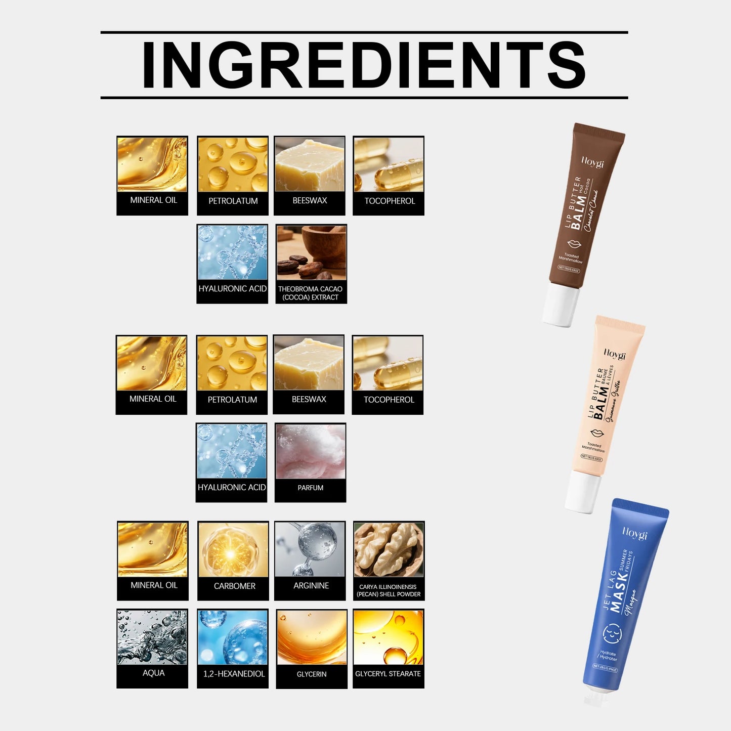 HOYGI Face Mask and Lip Balm Set Nourishing Repair Exfoliating Lip Care Deep Hydration Moisturizing Soothing Firming Facial Mask