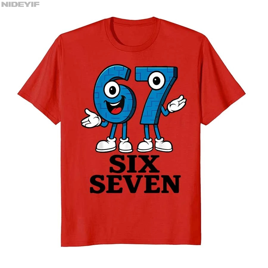 67 Six Seven 6-7 - Funny Italian Brainrot Kids Gaming Meme T-shirt For Men Women 100% Cotton T Shirts Short Sleeve Tops 0925-1