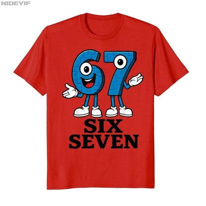 67 Six Seven 6-7 - Funny Italian Brainrot Kids Gaming Meme T-shirt For Men Women 100% Cotton T Shirts Short Sleeve Tops 0925-1