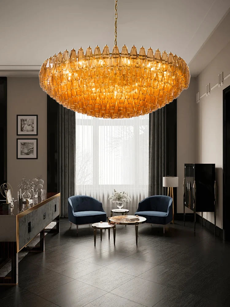 Modern Murano Glass Pendant Lamp Colorful Wish Bottle Electroplated Brass Silver Round Dimmable Ceilings Lustre