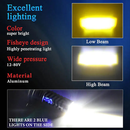 1Pcs H4 LED Dual Color Motorcycle Headlight Bulbs BA20D S2 P15D H6 6000K Hi/Lo Beam 12V Moto Fog Lamp Scooter ATV Accessories