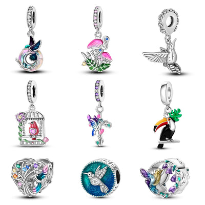 925 Sterling Silver Charms Birds Hummingbird Beads Fit Original Bracelet Pendants Diy Jewelry Gift For Women