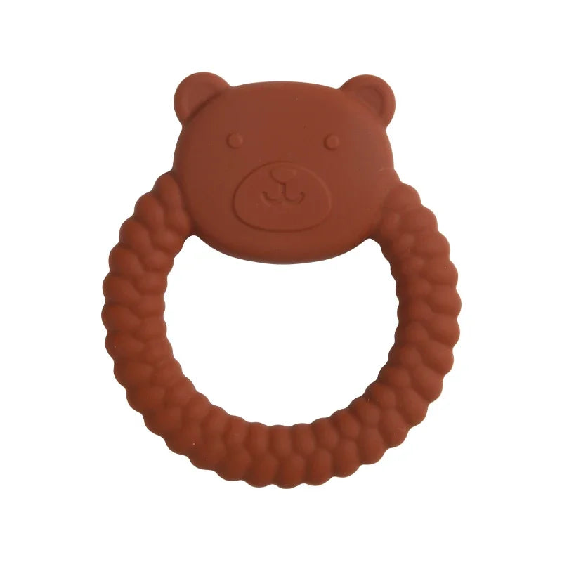 1Pcs Food Grade Baby Silicone Teether Toy Cartoon Rabbit Nursing Teething Ring BPA Free Newborn Health Molar Chewing Accessories