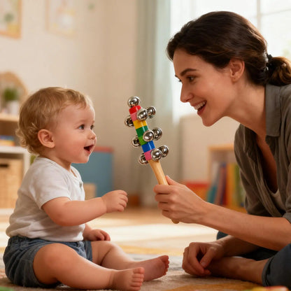 Wooden Bell Rod Rainbow Instruments Toys Early Education Stick Shaker Musical Toy for Children Kids Gifts Percussion Instruments