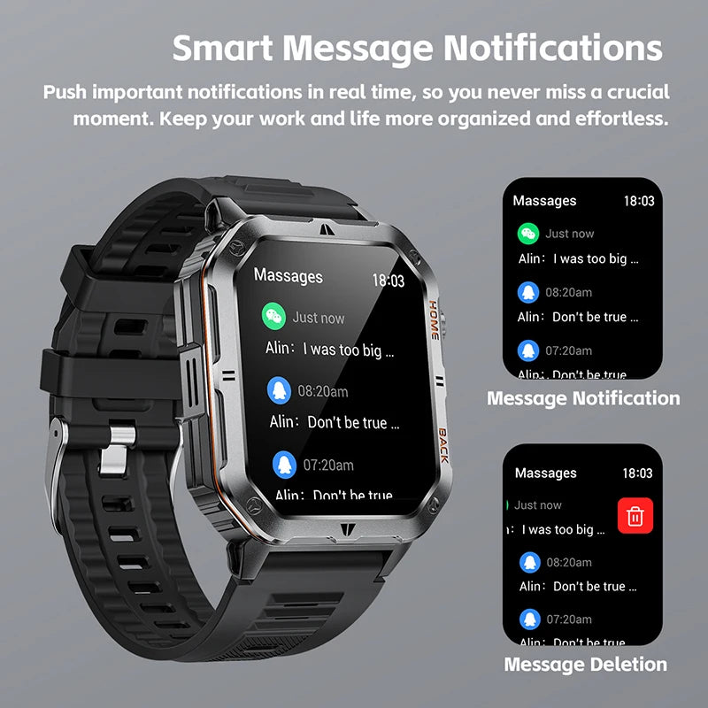 Smart Watch 2.01 Inch Screen Bluetooth Call 1000mAh Voice Assistant Watch Sport Fitness 3ATM Waterproof Smartwatch For Men 2025