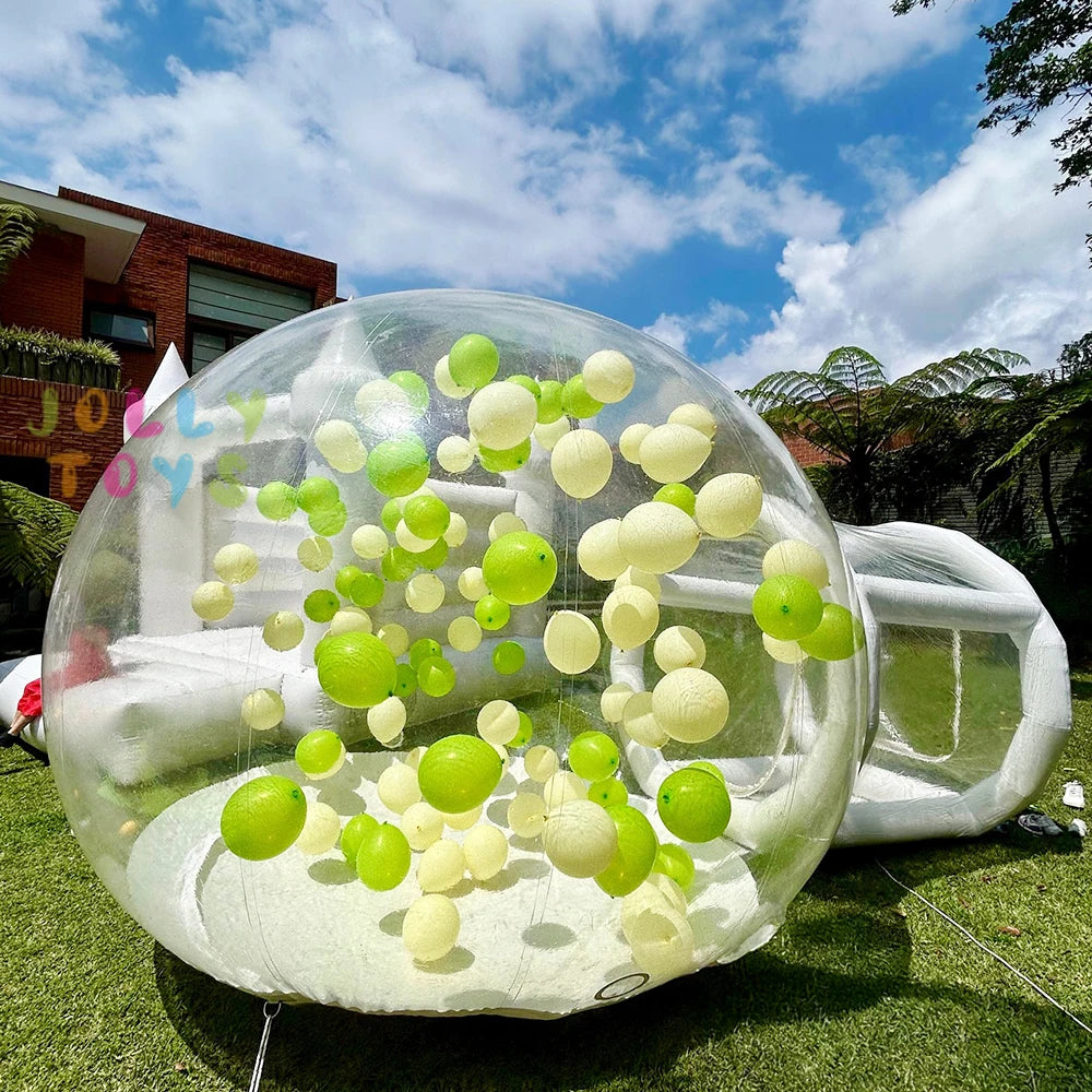 JOLLY TOYS Balloon Inflatable Bubble House with Trampoline and Transparent Dome PVC Material with Blower for Children Birthday