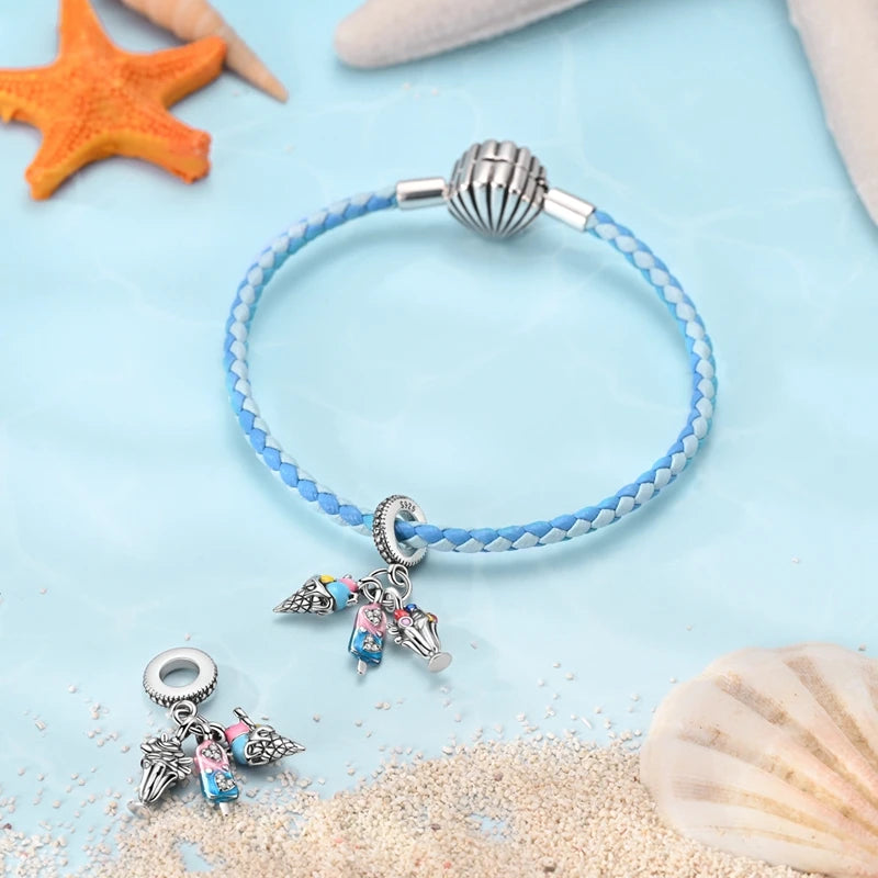 Leisurely 925 Sterling Silver Beach Trip Hawaiian Bikini Surf Coconut Tree Charm Fit DIY Bracelet Necklace Travel Souvenirs