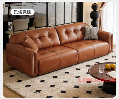 MINGDIBAO Modern Electric Recliner Sofa Bed, Power Adjustable Italian Genuine Leather Couch for Living Room Home Furniture
