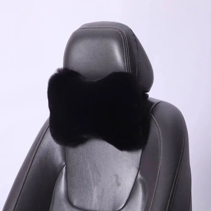 Winter Car Seat Neck Rest Pillow Plush Car Headrest Plush Cushion Warmth and Comfort Universal Lumbar Pillow Support Accessories