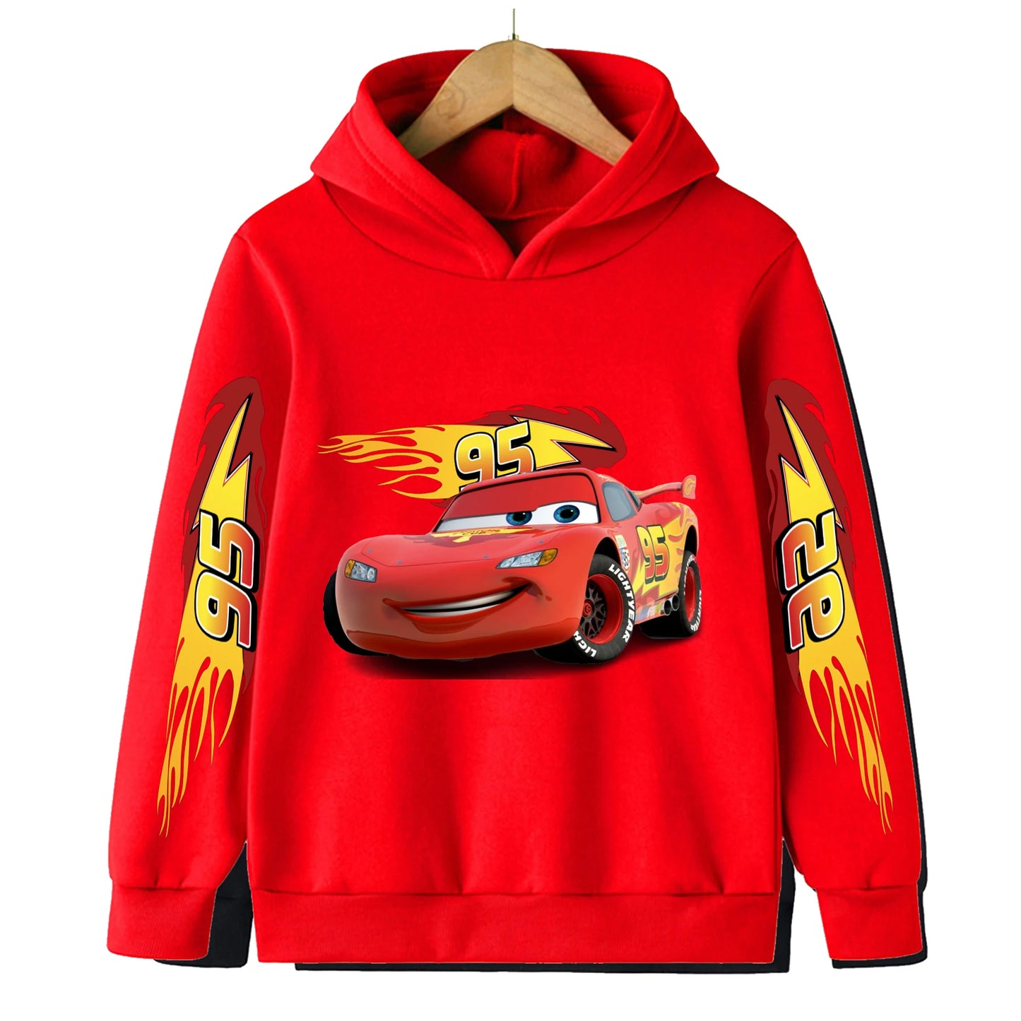 Fall and winter new sweatshirts Disney car kids lightning McQueen cartoon print kids hoodie pants anime kawaii boys and girls