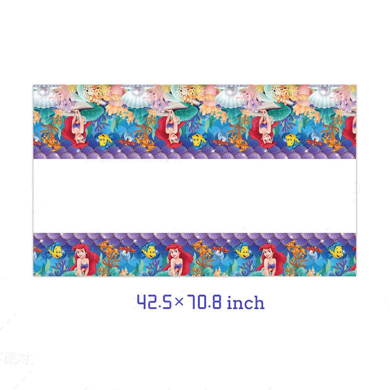 The Little Mermaid Birthday Party Decoration Princess Ariel Paper Napkin Plate Cup Tablecloth Balloons Kids Baby Shower Supplies