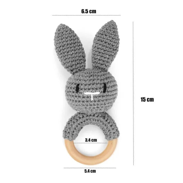 1pc Baby Rattles Crochet Flower Rattle Toy Wood Ring Baby Teether Rodent Infant Gym Mobile Rattles Newborn Educational Toys Gift