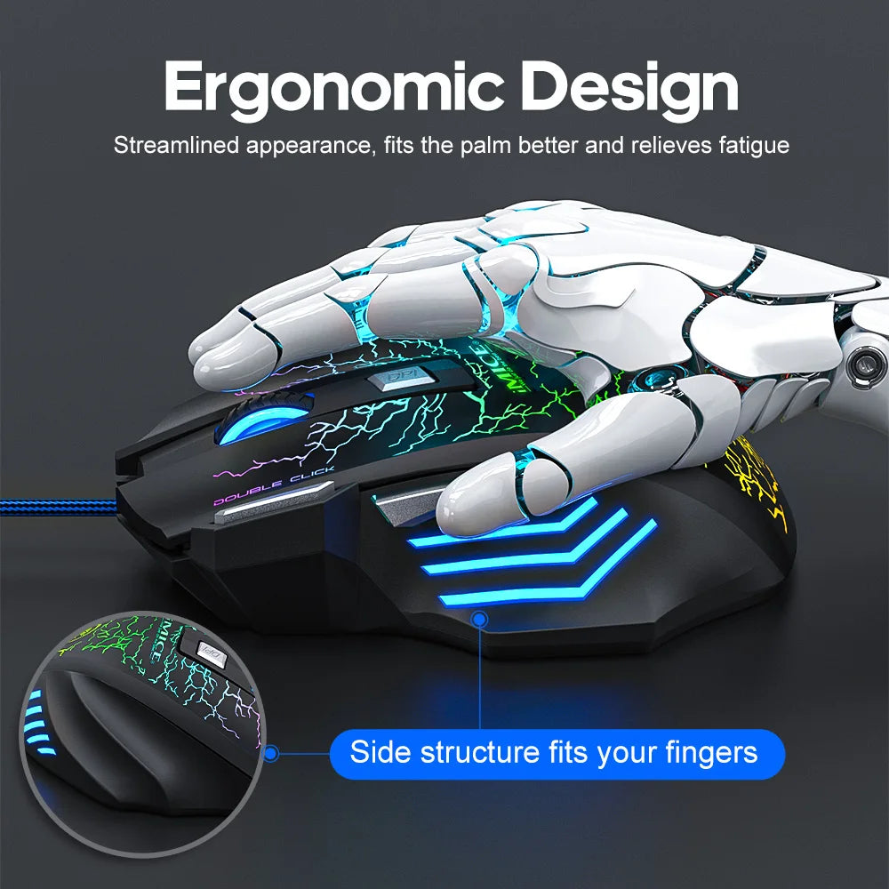 Backlit Wired USB Gaming Mouse High Precision Computer Mice For Home Office Laptop Computer Gamer Win7/8/10/11 Mac OS X 2400 DPI