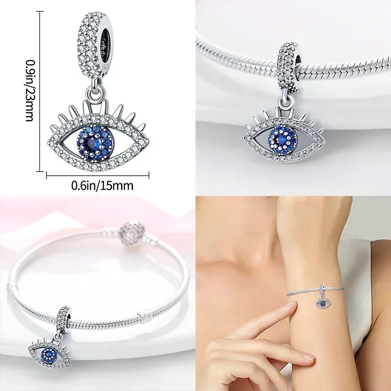 Hot Sale 925 Silver Color Evil Eye Charm Demon Eye Bead For Original  Bracelet&Bangle DIY Making Fashion Jewelry Gift