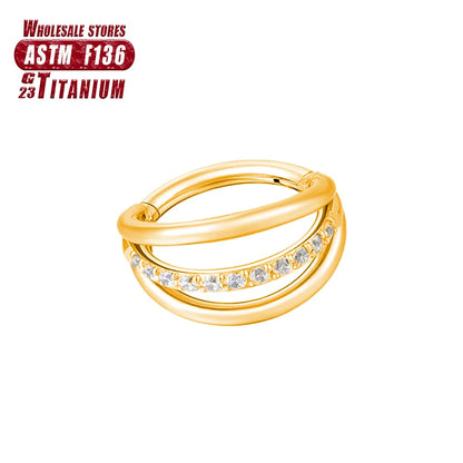 F136 Titanium Piercing Hinged Segment Hoops CZ Stone Nose Rings Ear Cartilage Tragus Helix Earrings Piercing Body Jewelry