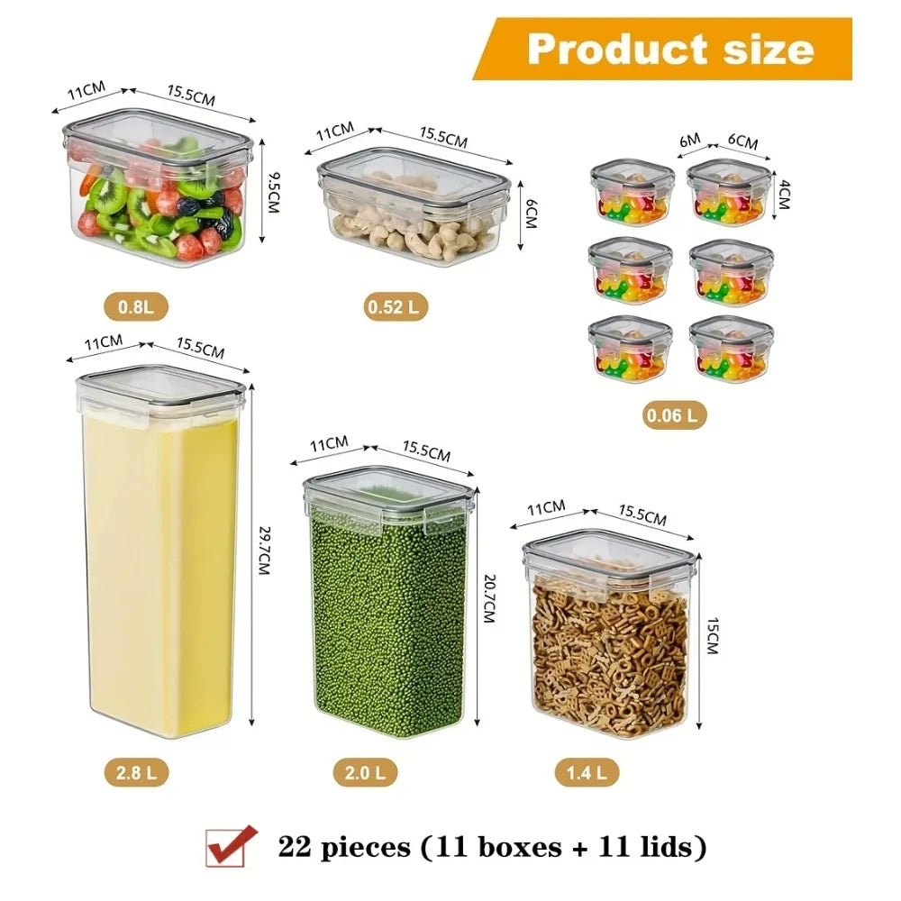 BPA free plastic kitchen storage container, sealed food storage container with lid, used for storing dry food, flour, and sugar
