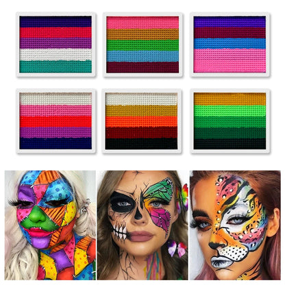 UV Glow-in-the-Dark Rainbow Water Activated Face Body Paint Fluorescent Neon for Masquerade Halloween Christmas Music Festival