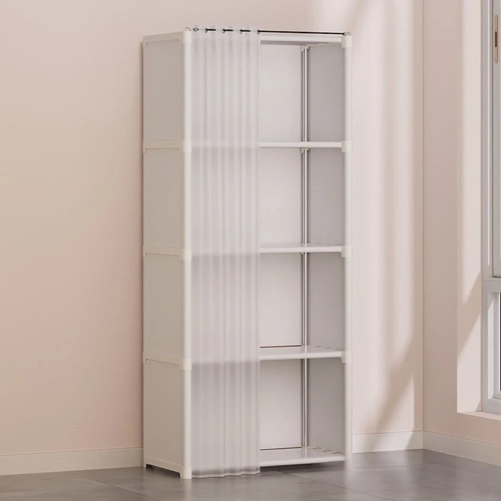 Multi Layer Storage Rack Home Bedroom Floor To Ceiling Dust-proof Simple Wardrobe Display Cabinet No Need for Drilling Holes
