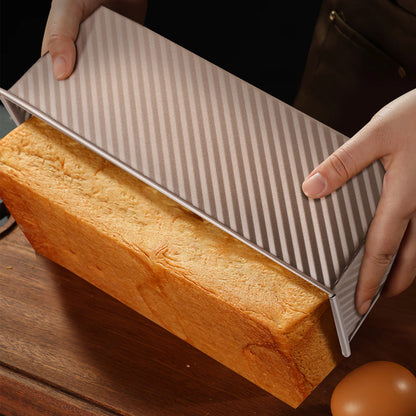 Tin Carbon Steel Non-Stick Rectangular Loaf Pan With Lid For Baking Homemade Bread Metal Baking Mold Oven Safe Loaf Pan For