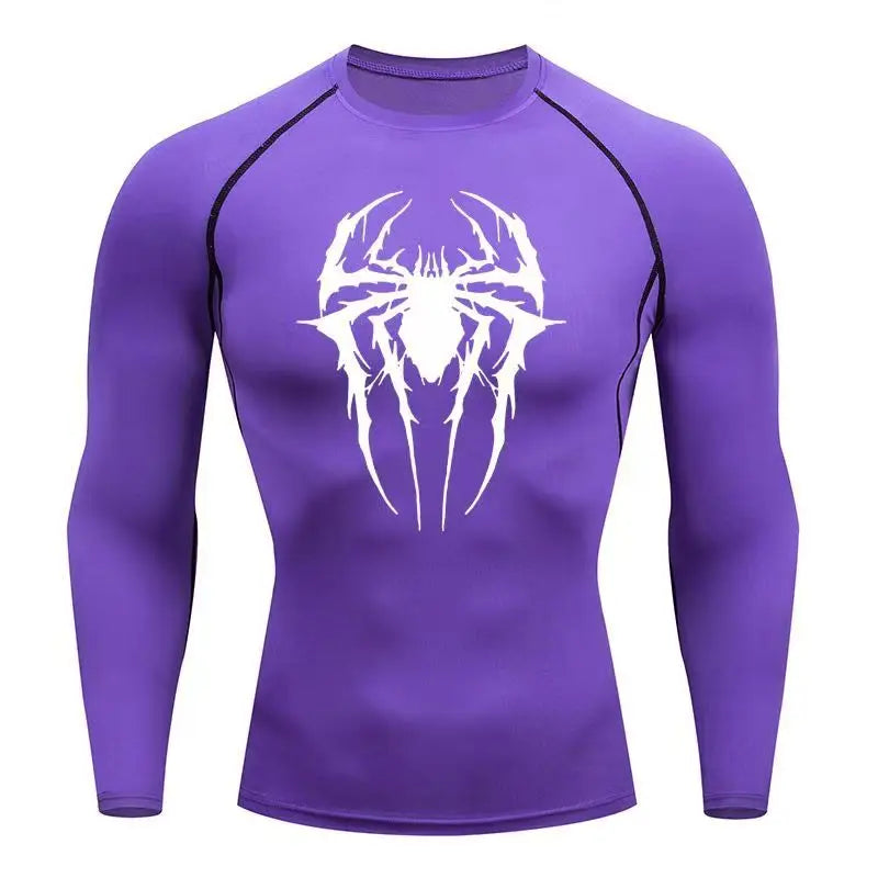 Casual Anime Print Running Compression T-Shirt Men Quick-Drying Fitness Sportswear Gym Sports Long Sleeve Breathable Top S-3XL
