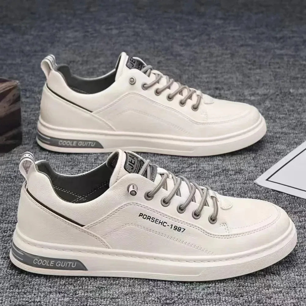 2025 New Trendy Versatile Cloth Shoes Men's Spring New Breathable White Shoes Men's Sports and Leisure Board Shoes Trendy Shoes