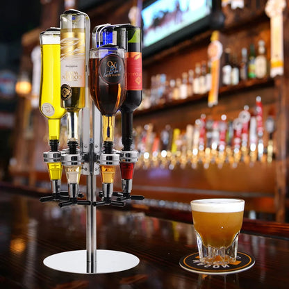 Alcohol Liquor Dispenser 1-6 Bottle Wall Rotating, Mounted Cocktail Shaker Stand Whisky Wine Beer Alcohol Bar Beverage Dispenser