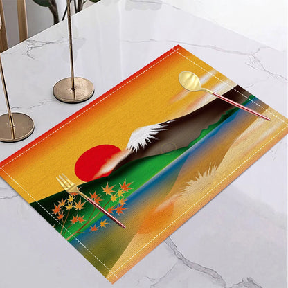 Japanese Ukiyo-e Style Linen Placemat Non Slip Table Mats Rectangular Non Slip Dining Table for Kitchen Home Decor Essentials