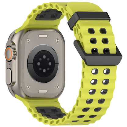 Two-Tone Ocean Silicone Strap for Apple Watch Ultra/2 49mm Sports Comfortable Lightweight Band iWatch 10 9 8 7 6 5 4 SE Bracelet