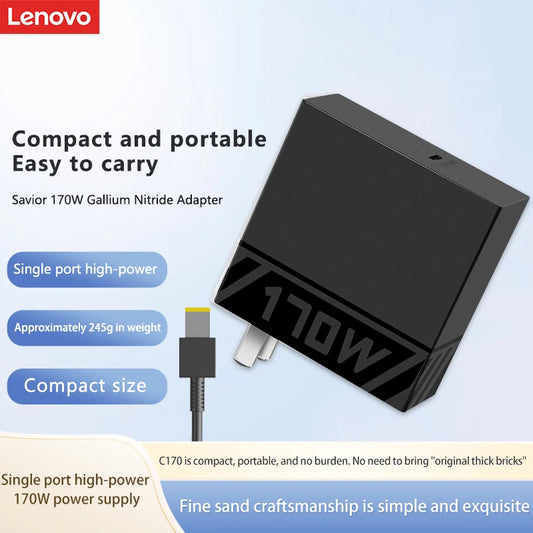 Lenovo Legion C170 C170W Gan Power Adapter Universal Computer Charger Black Pd3.1 Type-C C to C Cable Suitable for Legion Phones, Tablets, and Laptops