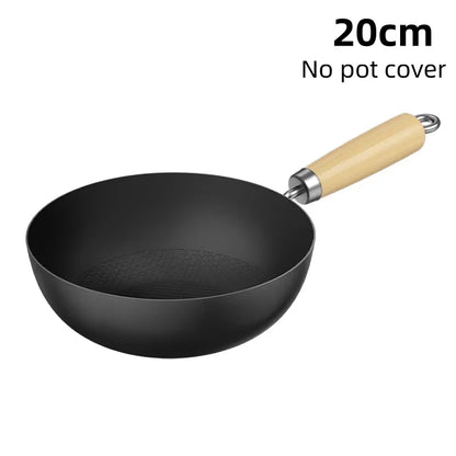 Small Wok 20/24cm Household Cast Iron Non-stick Steak Food Pan for Gas Stove Induction Cooker - Kitchen Frying Essential