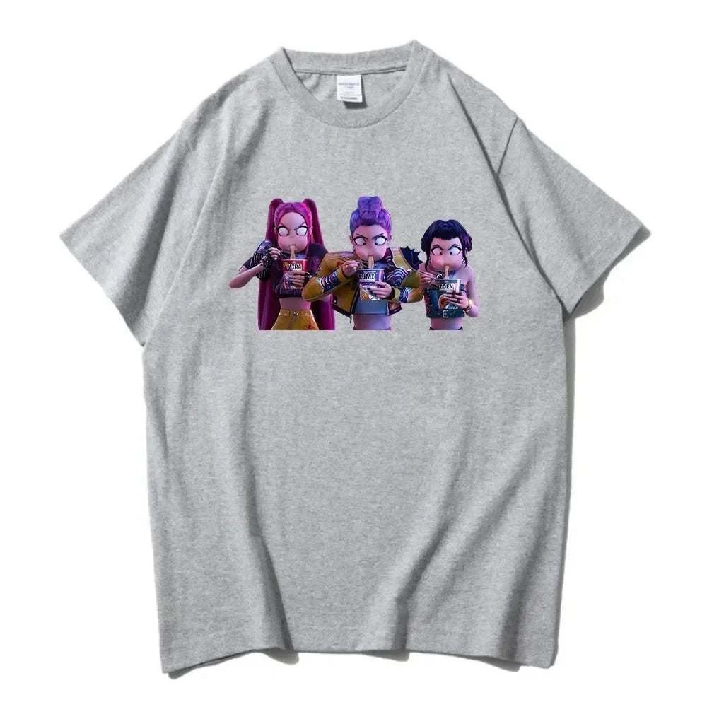 KPop Demon Hunters Tshirts Summer  Female Male  T-shirt Streetwear Hip Hop Fashion Casual T Shirt Tees
