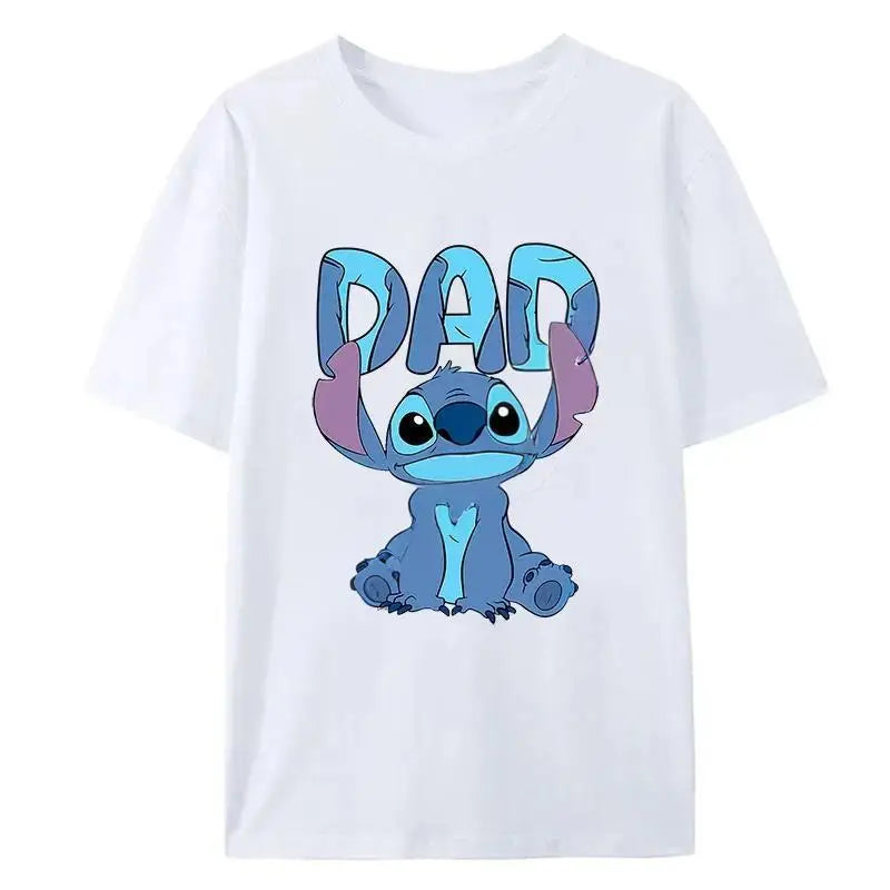Stitch  Adult Dad Mom T-Shirt Tops Man Woman Summer Parent-child Clothing Tee Family Clothes Cartoon Anime