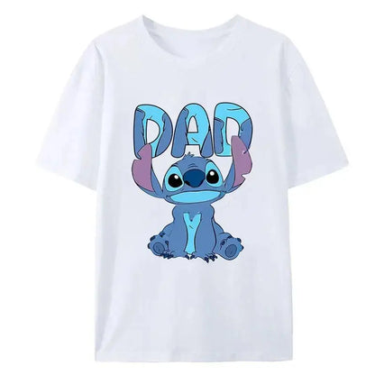 Stitch  Adult Dad Mom T-Shirt Tops Man Woman Summer Parent-child Clothing Tee Family Clothes Cartoon Anime