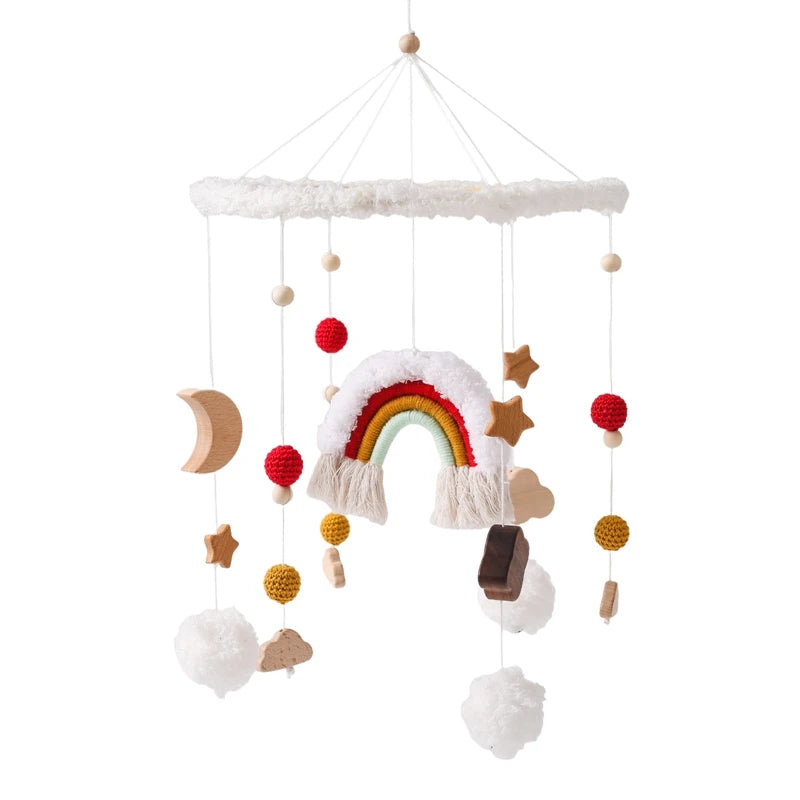 Baby Wooden Bed Bell Toys Newborn Mobiles Crib Rainbow Hanging Pendant Rattle Education Montessori Toys For Children Birth Gift