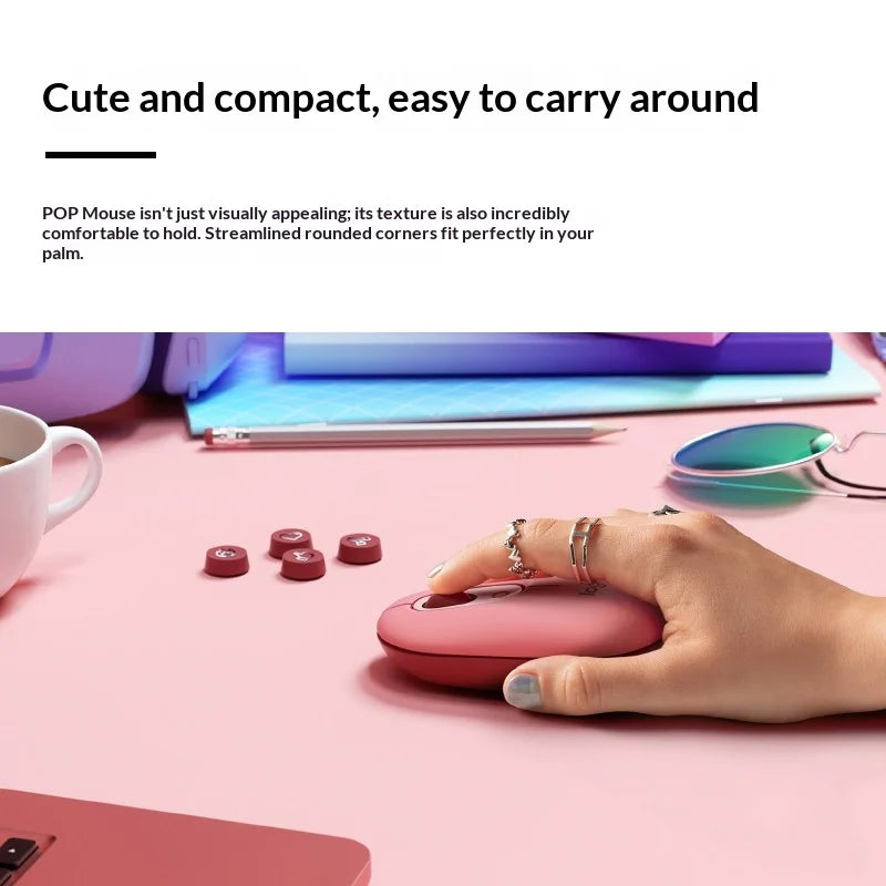 Logitech M350 POP Wireless Mouse features Bluetooth connectivity,It is suitable for girls and ideal for both office and home use