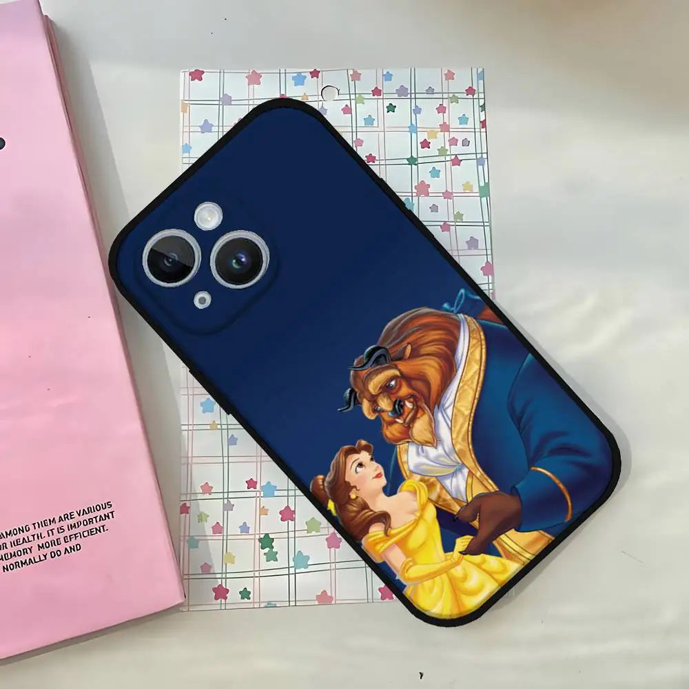 Beauties Beasts Rose Princess Art Print Phone Case For IPhone 1716 15 14 13 Pro Max 11 12 Mini X Xs XR Black Silicone Cover
