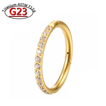 G23 Titanium Piercing Double Layered Triple Stack Hinged Zircon Nose Ring Helix Cartilage CZ Small Cartilage Septum Clicker