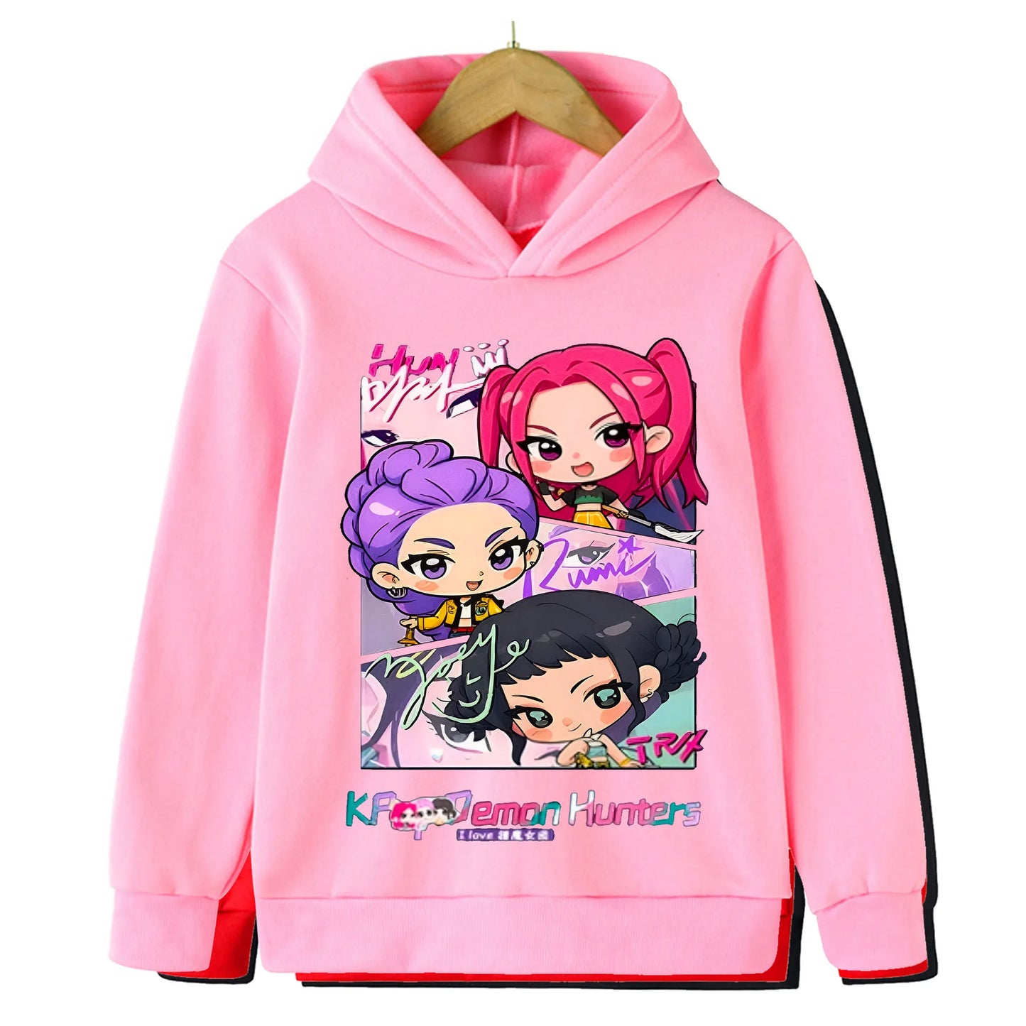 2025 Movie KPop Demon Hunters Cartoon Girls Boys Hoodies Children's Korean Wave Print Fashion Casual Tops Casual Girls Clothing