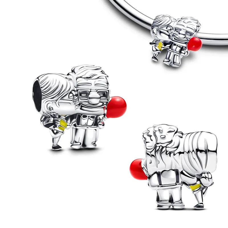 Disney Plata De Ley 925 Silver Charm Monster Activity Flowers Pendant Beads Original Women Bracelets Bangles DIY Jewelry Gift