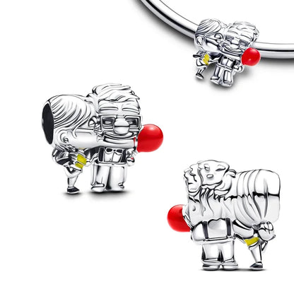 Disney Plata De Ley 925 Silver Charm Monster Activity Flowers Pendant Beads Original Women Bracelets Bangles DIY Jewelry Gift