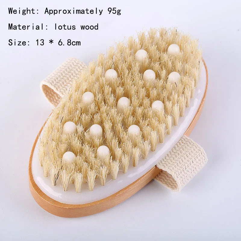 2 in 1 Dry Skin Body Massage Brush Natural Bristle Dead Skin Remover Anti Cellulite Exfoliates Blood Circulation Massage Tools
