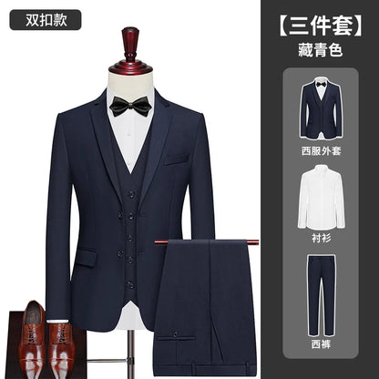 Men's Big Size Suit Set Professional Business Wedding Groom Office Team Uniform Summer Formal Suit