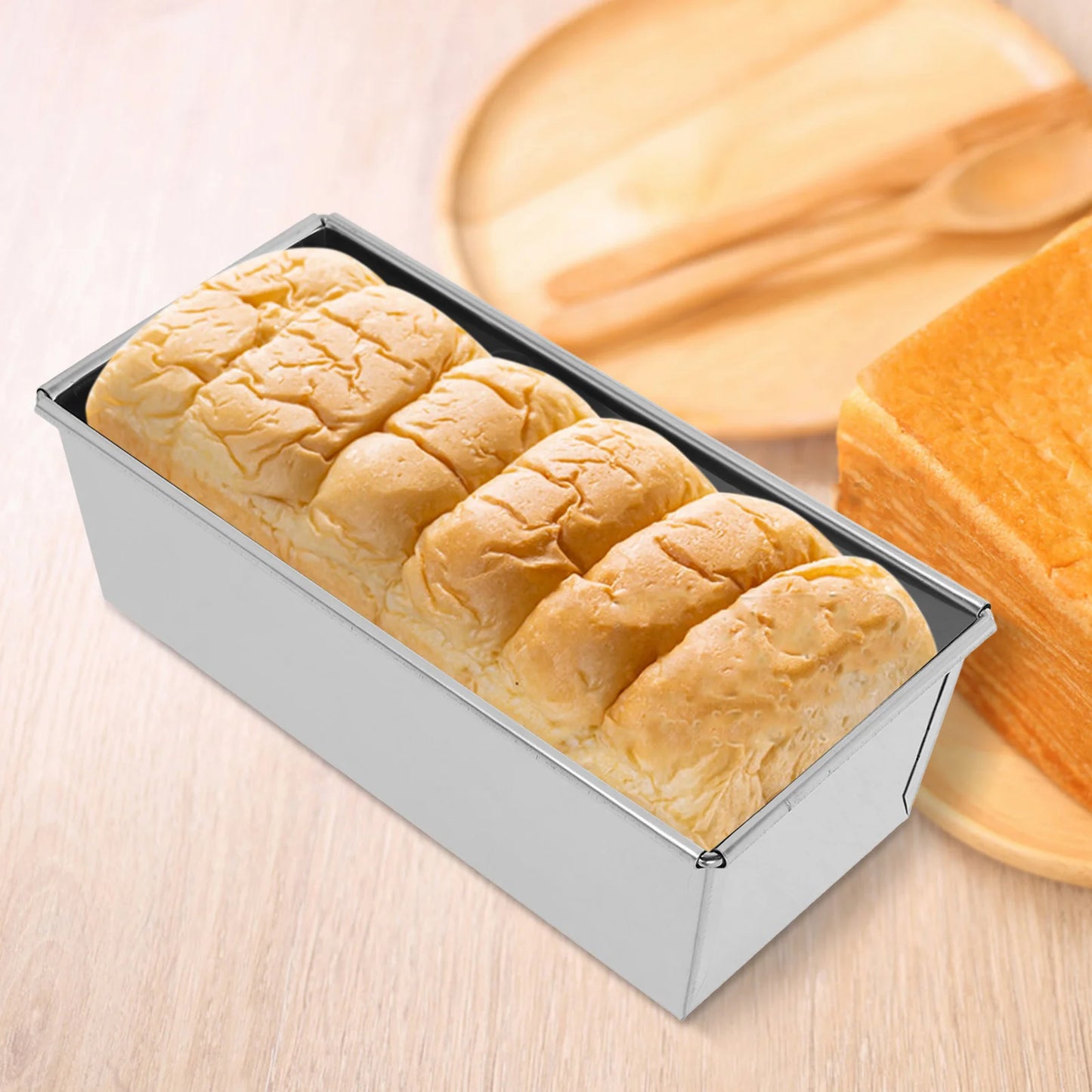 1pcs Square Toast Mold Stainless Steel Bread Baking Pan Non-Stick Loaf Tin Oven Bakeware For Home Kitchen Silver