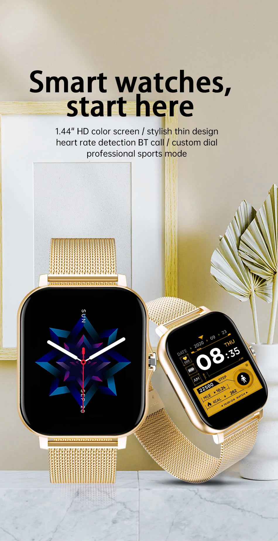2025 Smartwatch Android Phone 1.44''Inch HD Screen Bluetooth Call Blood Oxygen/Pressure Monitoring Smart Watch Women Men Gift